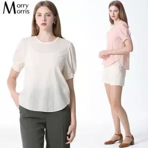 [르오트] 백 리본 퍼프 블라우스