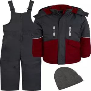 iXtreme 소년 스노우수트 세트 - 겨울 모자를 쓴 위한 2피스 헤비급 단열 스키 재킷 및 팬츠 전체 턱받이