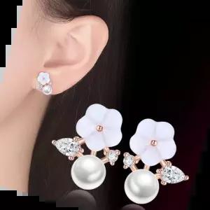 원석귀걸이 TBZ 스텔링실버 지르코니아 쉘 로즈골드 이어링 진주 S925