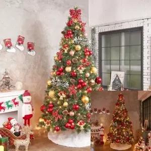 ( )270cm 골든벨 뉴리얼 솔잎 눈꽃 트리 풀세트 전구포함 겨울트리 대형크리스마스트리