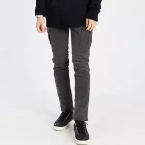 남자슬림카고팬츠 남자 슬림핏 카고바지 캐주얼룩 기모 일자 카고팬츠
