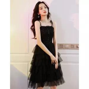 블랙 파티 드레스 반짝이 홀터넥 프롬 블랙셀프웨딩촬영