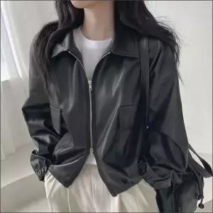 여자 페이크레더 라이더자켓 집업 레자 투웨이 아우터