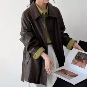 여성 2컬러 우아한 라이더자켓 가을룩 벨트 레더자켓