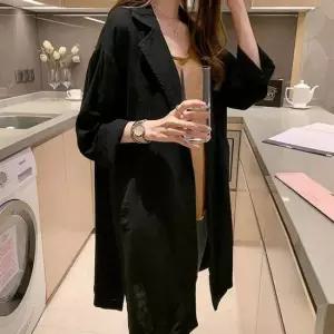 3컬러 봄 가을 가벼운 로브 스타일 베이직 롱 자켓