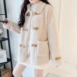 2컬러 포근한 클래식무드 겨울 카라 양털 하프코트