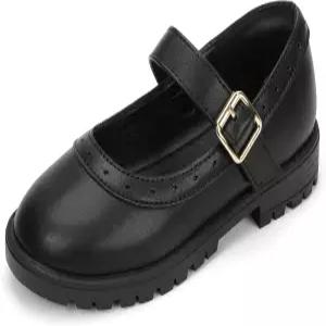 판다닌지아 소녀 메리 제인 스쿨 드레스 슈즈 리틀 빅 키드 유니폼 청키 힐 클로즈드 라운드 토 플랫츠