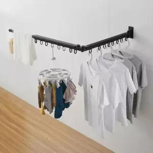 폴딩형 접이식 벽걸이 옷걸이 베란다 빨래 건조대 원룸 벽부착형