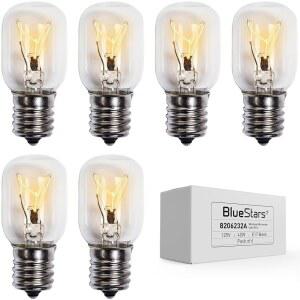 BLUESTARS 6팩 8206232A 월풀 전자레인지 전구 125V 40W KEI E1