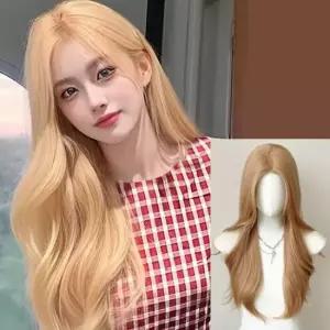 여자 인모 예쁜 색상 컬러 웨이브 전체 통 가발