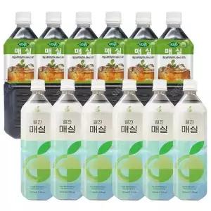 [셀러허브]웰진 매실 1L 6개 +희창 자연생각 매실차 980ml 6개 액상음료 (S31187950)