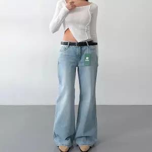 여자 빅사이즈 골반팬츠 로우라이즈 워싱 논스판 청바지