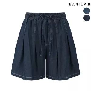 여성 밴딩 핀턱 데님 큐롯팬츠