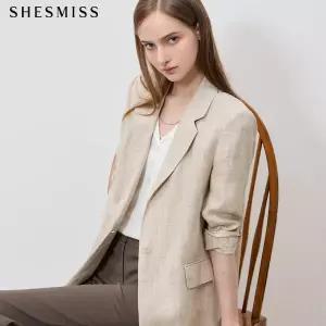 [쉬즈미스] 고감도 프리미엄 린넨 체크 싱글 자켓