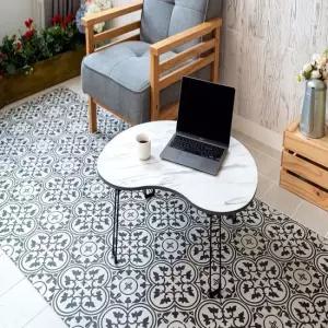 리빙테이블 피넛 블랙마블 상 좌식테이블 블랙