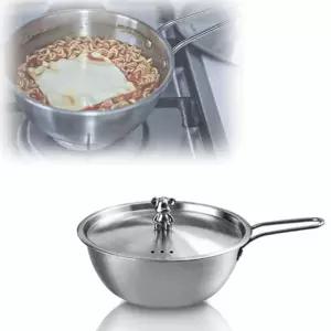 스테인레스 PX54WU91 라면 냄비 직화 편수 1인용 소형 손잡이 뚜껑 휴대용 캠핑 백패킹 야외 가