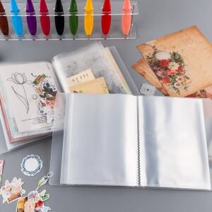 A6 크기 투명 스티커 사진 저장 앨범 40 페이지 소책자 책 바인더 스탬프 절단 다이 주최자 폴더