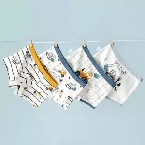 [보리보리/꼼지]UM04 스퀘어블루 4종세트 남아 유아 코튼 드로즈 사각 팬티