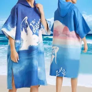 남자 비치가운 해변 후드망토 빠른건조 서핑 자외선차단 판초 물놀이타올