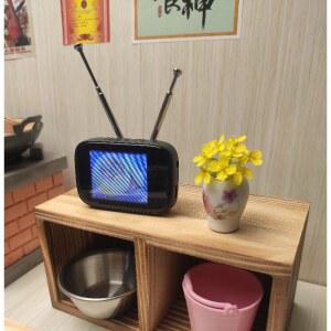 레트로 미니 TV 모델 - 인형의 컬러 비디오 충전식 집 장식용 주방 스크린, USB 터치