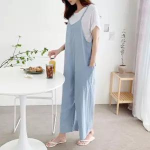 [다잇템]여자 주머니 무지 넓은 캐미 나일론 점프수트