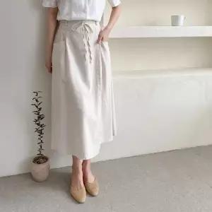 [다잇템]여자 롱 클래식 리본 랩 에이라인 치마