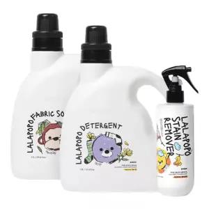 케이맘 랄라포포 빨래끝 3종세트 목련향 세제본품1.7L+유연제본품1.7L+얼룩제거제280ml