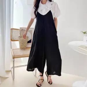 [다잇템]여자 임산부 박시핏 실내복 슬리브리스 점프수트