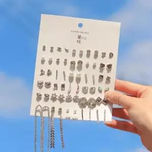 [신세계라이브쇼핑][옷자락] 여자 큐빅 진주 드롭 스터드 귀걸이 세트