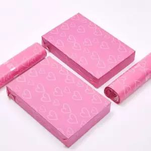 사랑스러운 핑크 하트 폴리 메일링 익스프레스 가방 DIY 접착식 봉투 메일러 파우치 플라스틱 선물 상자