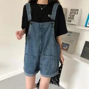 [다잇템]여자 여름 귀여운 데님 반바지 점프수트