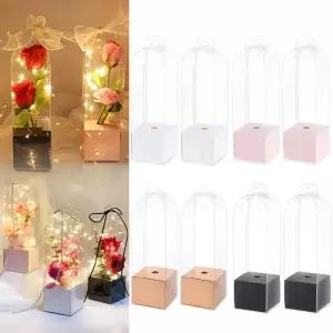 5/10개 투명 장미꽃 상자 클리어 플로리스트 꽃 포장 DIY 웨딩 생일 발렌타인데이 어머니의 날 선물