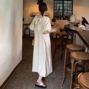 [다잇템]여자 뒷리본 반소매 등원룩 SS 임산부 롱원피스