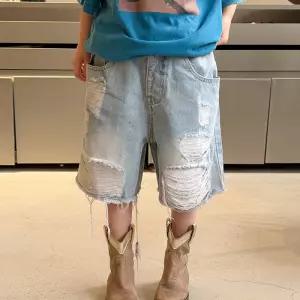 아이스 워싱 찢청 반바지 데님 팬츠 R17084