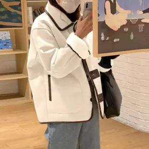 양털 데일리 스웨이드 퍼 무스탕 하프 코트 여성 아우터 베이지화이트 45/55kg/m