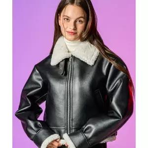 매장정품 콜릿 KOLEAT 블러드 셔링 양털 플리스 레더 무스탕 자켓 Black_White KLWBLMS_BW 140546