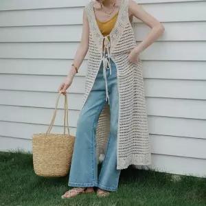 오하 니트 조끼 원피스 롱 베스트