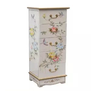 엔틱 빈티지 고가구서랍장 수납장 A. 36x33 펄화이트 플로럴 앤 버드 완전 조립 완료