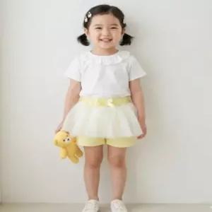 리틀밥독 키즈 여름옷 레이팡숏바지 여아 유치원생 레이스 샤랄라 면팬츠 M262MPT13