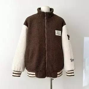 [하프클럽/]뽀글이 후리스 야구점퍼 여성 작업자 후드 배색