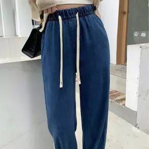 [하프클럽/]여성 밴딩 와이드핏 데님 쿨팬츠 여름 데일리 청바지