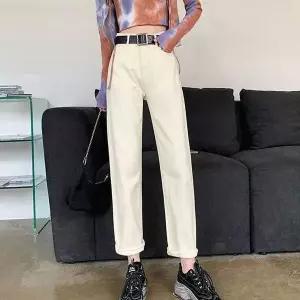 [하프클럽/]베이지 데님팬츠 베이지진 봄청바지 편한 여성 크림진