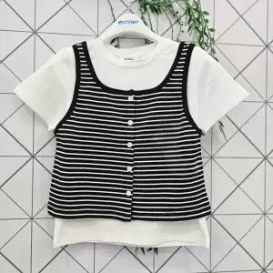 [에꼴리에] 주니어 3부 스트라이프 조끼 세트티 26B5456_GN