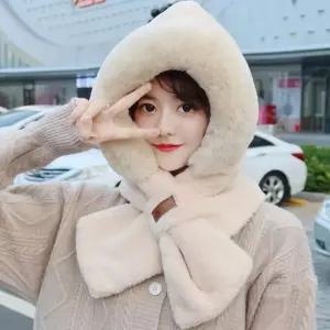 포근머플러 일체형 모자목도리 퍼 후드 겨울 방한