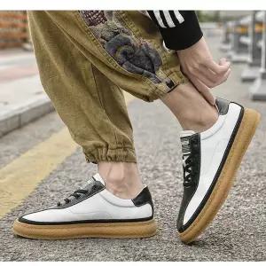 샤오원샵 남성용 캐주얼 스트랩 배기 로우 보드화 키작남 블록 사계절 스니커즈 배색 빅사이즈 꾹5