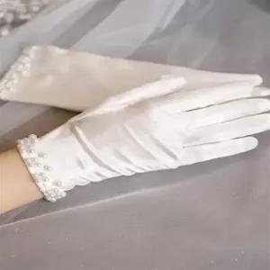 신부 웨딩 장갑 레이스 퍼프 웨딩장갑 레이스장갑 여성장갑 신부장갑 퍼프장갑 결혼식장갑 화이트 새틴 진주 장식 장갑