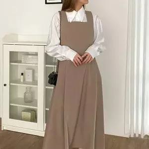 [클리어런스]스퀘어넥 슬리브리스 가을하객룩원피스 박스 롱원피스_5