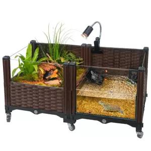 사육 거북이 어항 수조 풀세트 양식장 반수생 바퀴형 집 사각 오픈형
