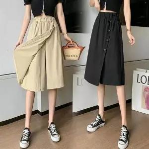 [하프클럽/셀러허브_여성트랜드패션]5부 랩 밴딩 치마바지 랩스커트 팬츠