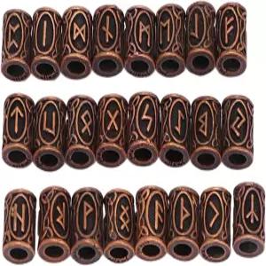 바이킹 수염 구슬 24개 골동품 구리 드레드락 대형 빈티지 튜브 금속 장식용 구멍 머리